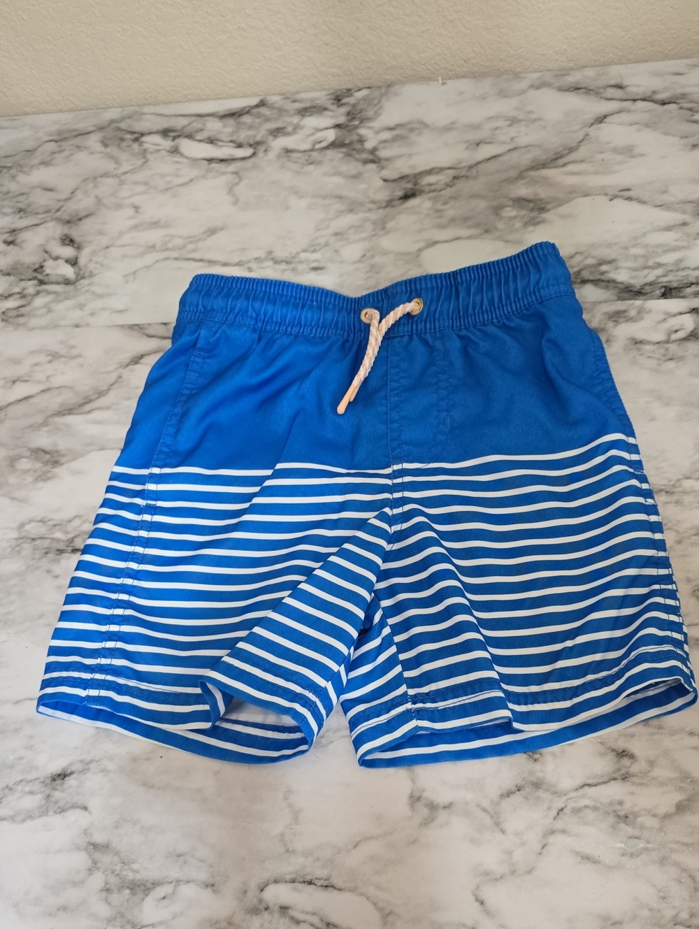 Cat & Jack Royal Blue and White Striped Swim Trunks